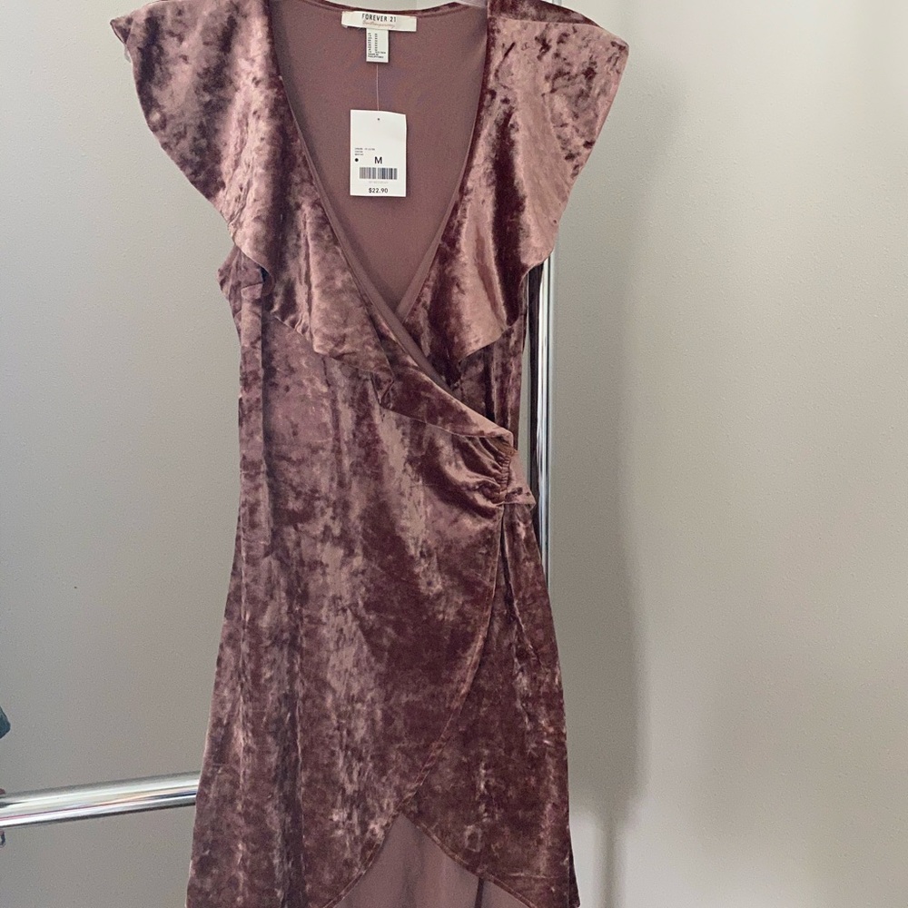 Velvet taupe wrap dress